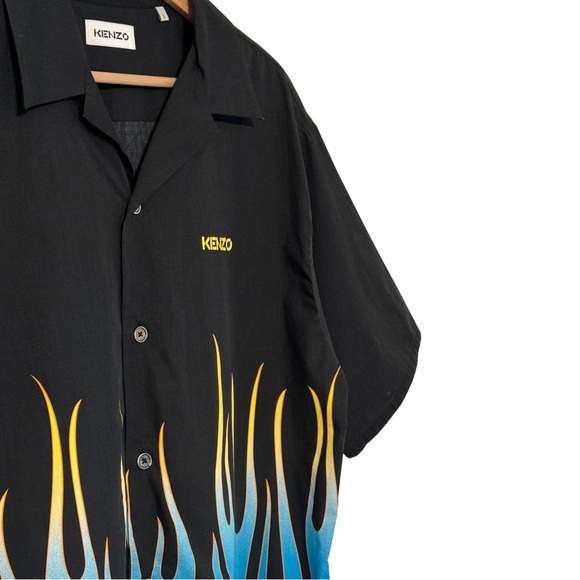 🔥🔥Kenzo Oversized Flame Printed Buttoned Down Bowling Shirt - Picture 3 of 8